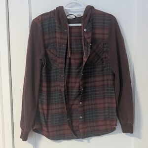 L.L. Bean Burgundy Checkered Shirt Women's Small